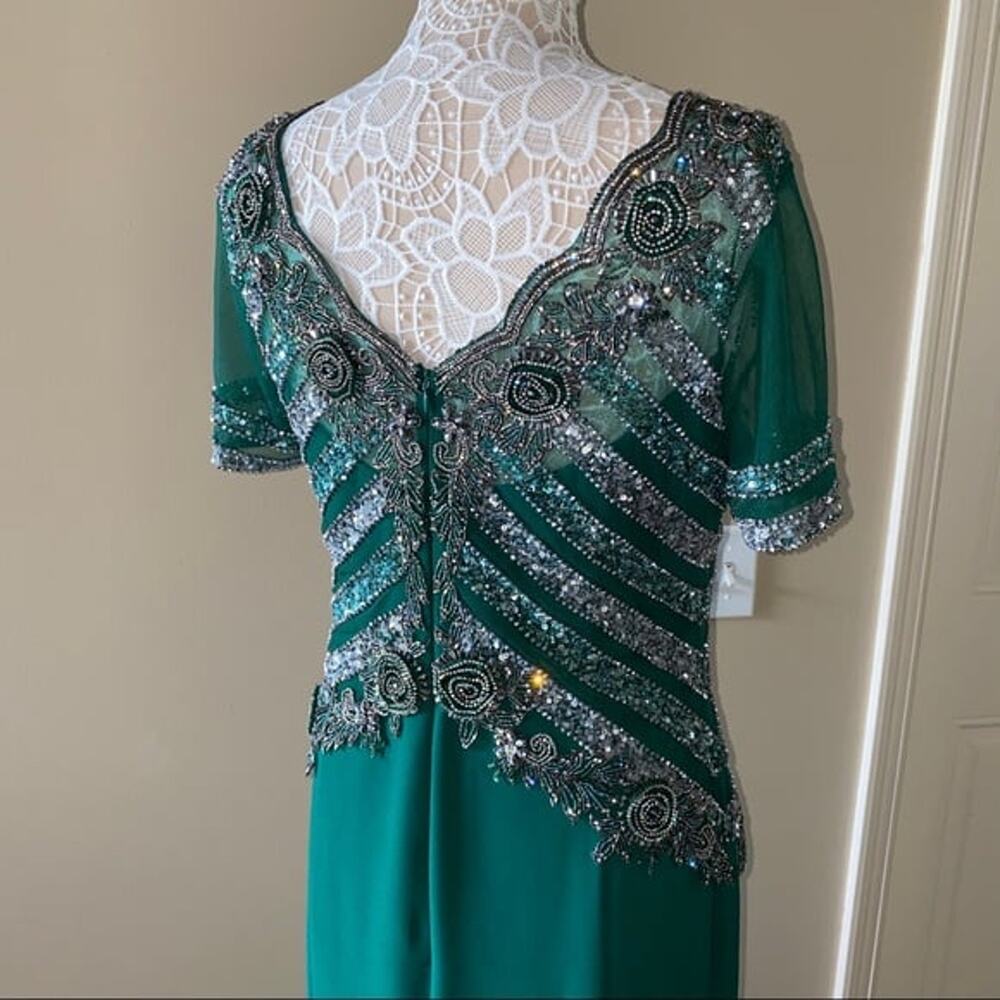 Allure Bridals Emerald Green Sequin Evening Gown Dress, Mother of Bride, Formal - Picture 9 of 10